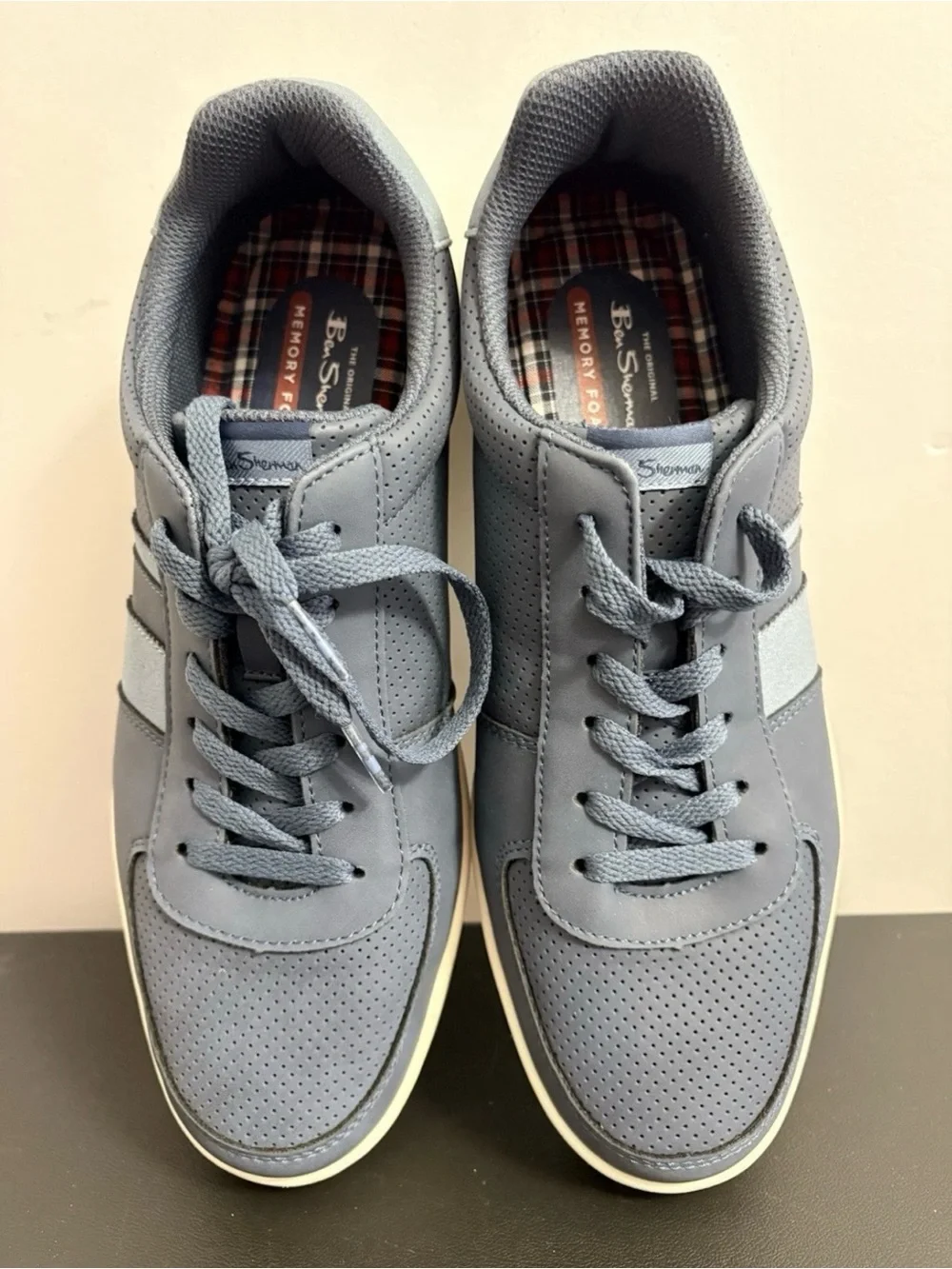 Ben Sherman Slate Blue Perforated Lace-Up Sneakers
